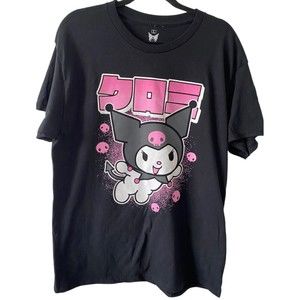 Sanrio Kuromi Short Sleeve Graphic Tee Black Pink Size Large